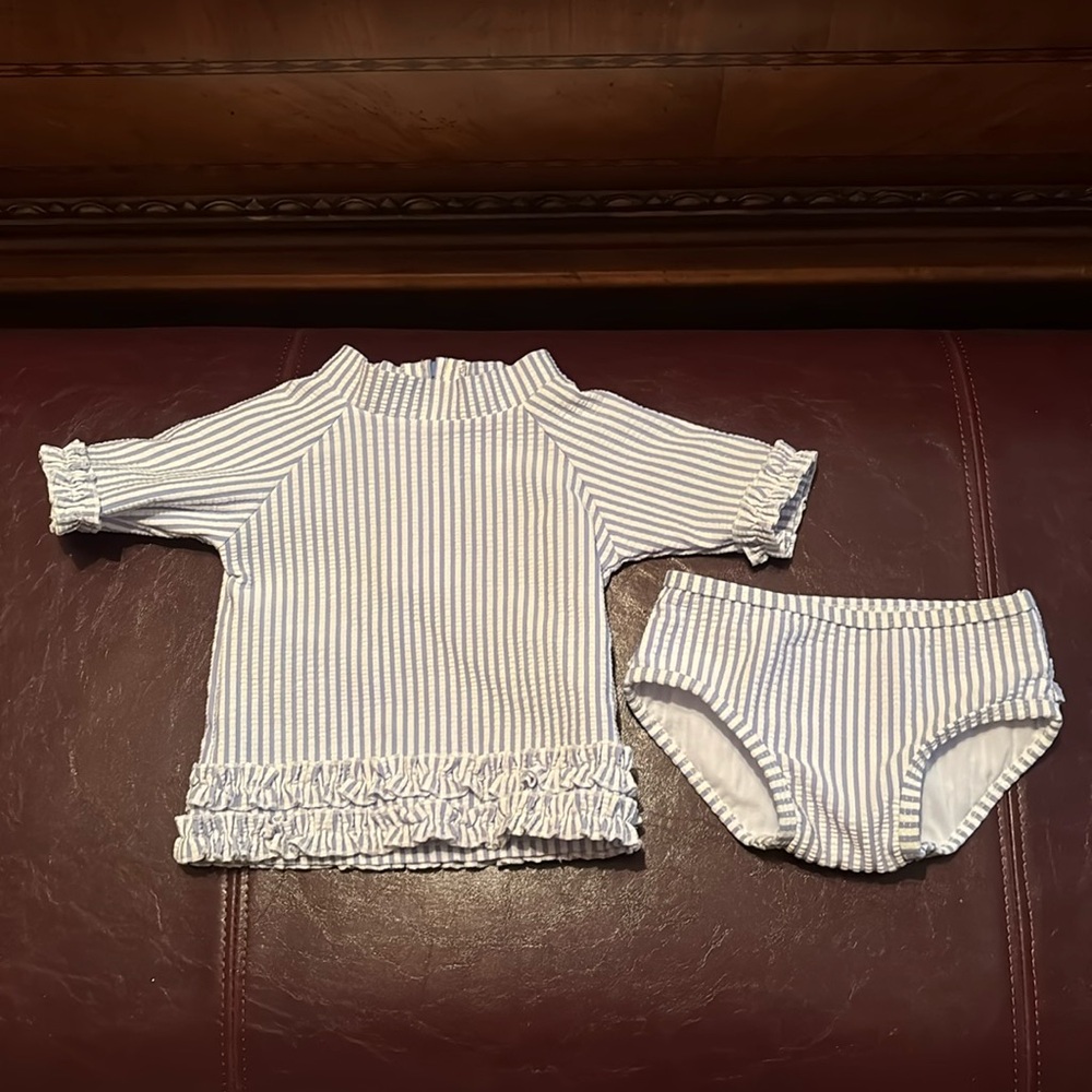 RuffleButts long sleeve two piece rashguard